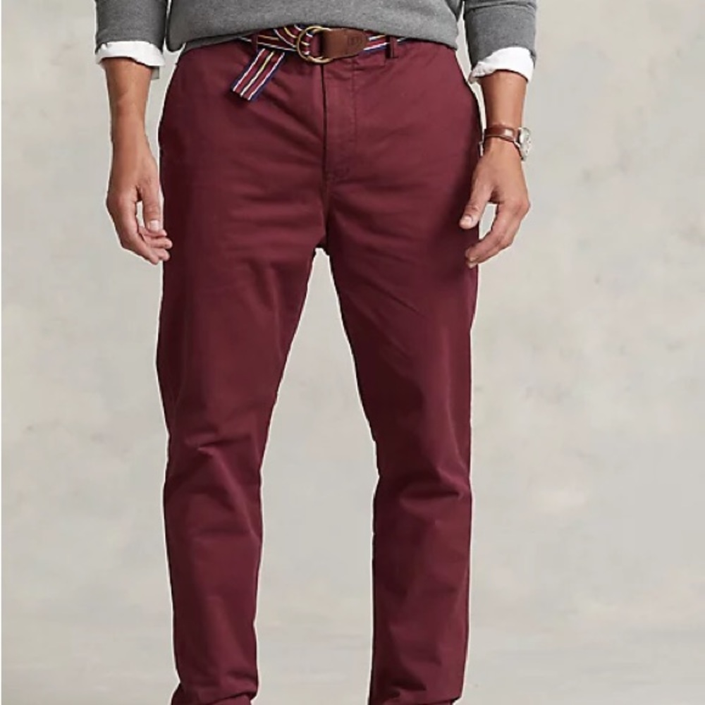 Polo Ralph Lauren Maroon Stretch Classic Fit Chino Pant 34x34